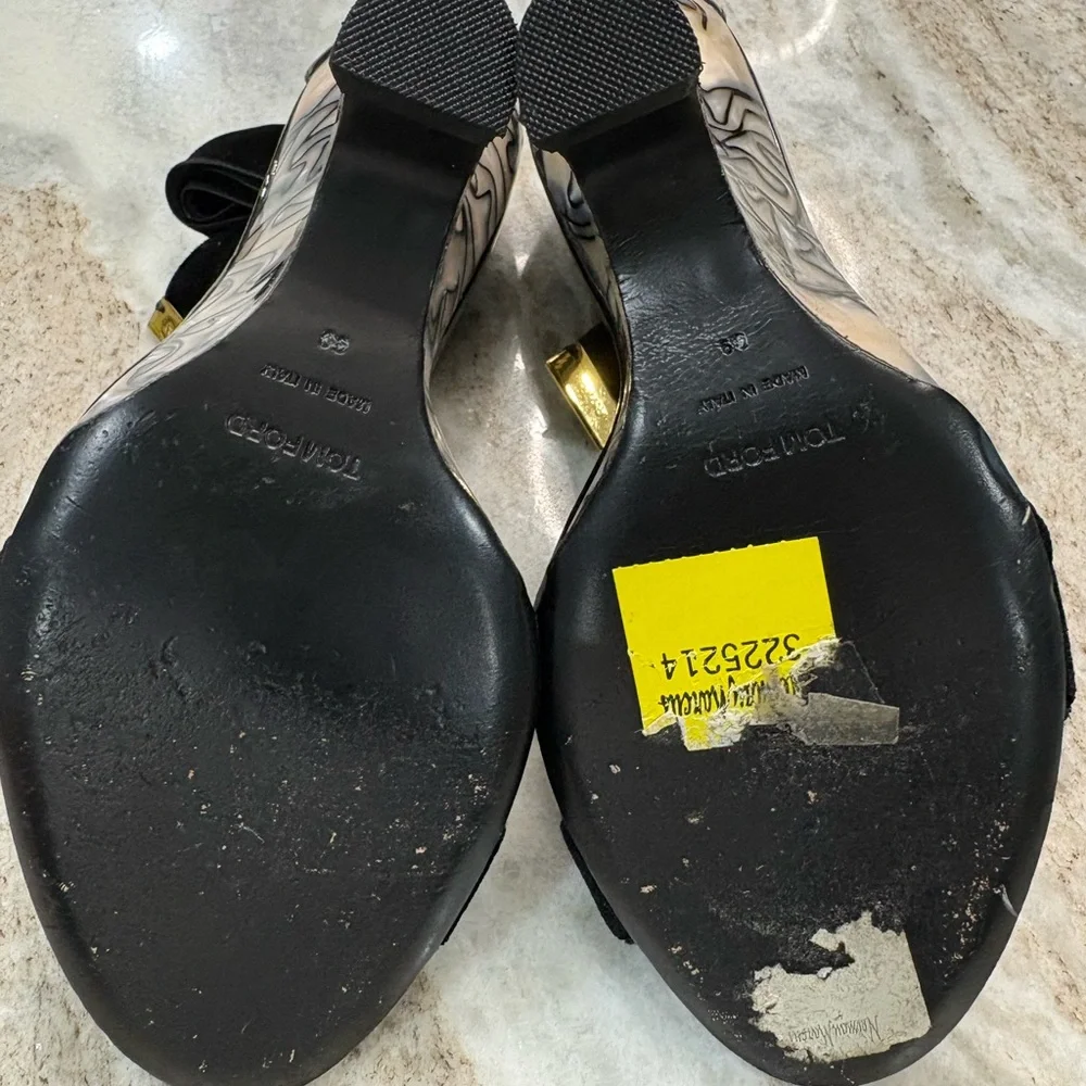 Tom Ford Black and Cream Sculptural Heels - Picture 6 of 6